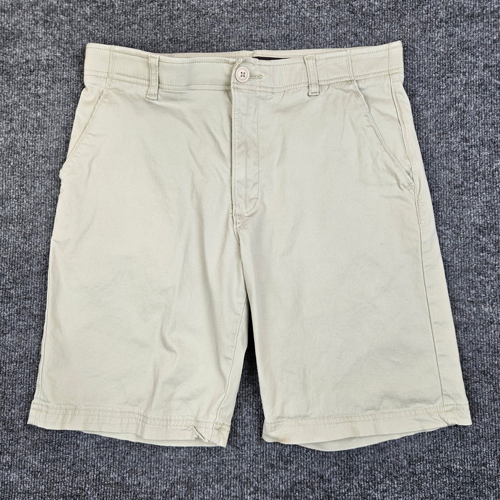 Lee Extreme Motion Flat Front Chino Shorts Men's 33 Tan 9" Inseam Stretch Casual